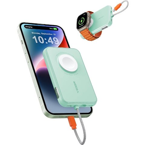 Portable Charger for iPhone with Built in Cable, 5000mAh Mini 