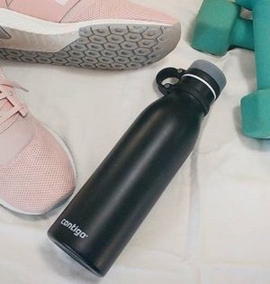 94 史低价 contigo 真空不锈钢运动保温杯 600ml 黑色