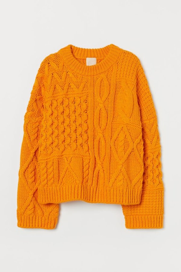 橘色针织毛衣