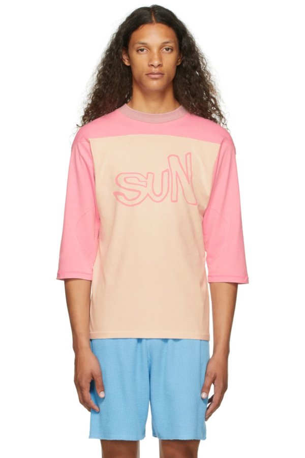 Pink 'Sun' Football Jersey T-Shirt 短袖