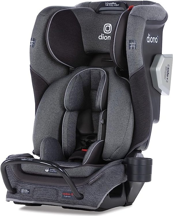 Radian 3QXT 4 合 1 后向和前向可转换汽车座椅，Safe Plus 工程，4 级婴儿保护，10 年 1 汽车座椅，Slim Fit 3 Across，灰色板岩