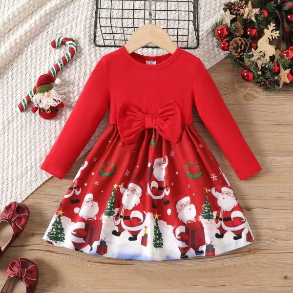 幼儿女孩超触感 3D 设计圣诞连衣裙