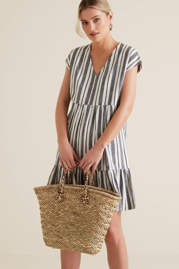 Ocelot Detail Straw Tote