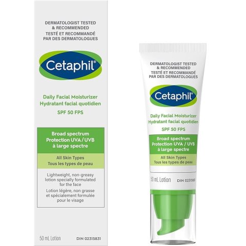 Cetaphil 日常防晒保湿霜 SPF 50 无油版 敏感皮可冲
