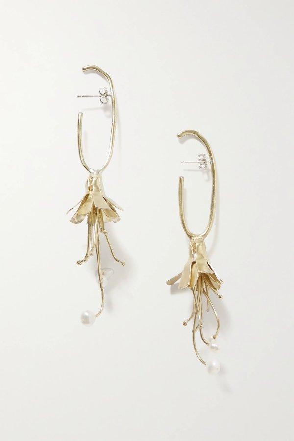 Fuchsia 珍珠金色耳环