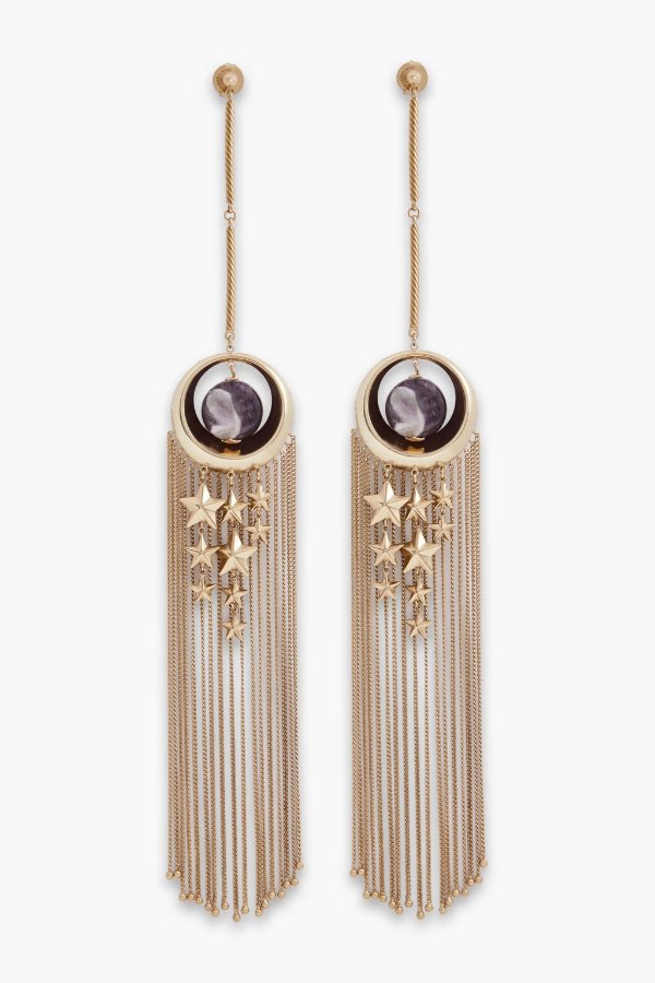 Gold-tone amethyst earrings