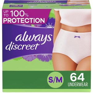Always Discreet 一次性安全裤S/M号 64件 姨妈过夜|坐月子安心裤