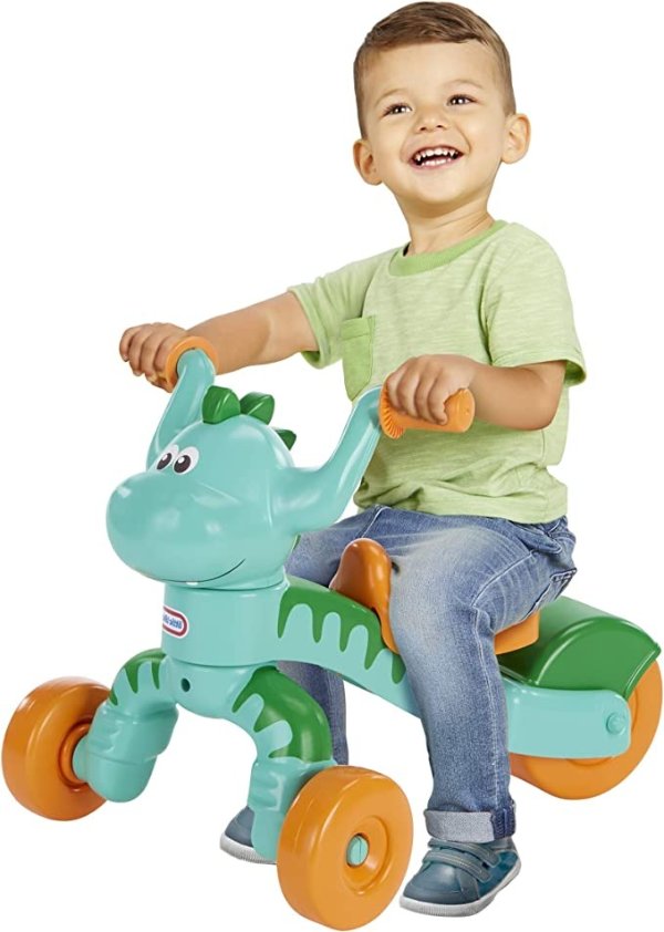 Little Tikes Go and Grow 恐龙室内户外骑乘玩具三轮车适合学龄前儿童 - 幼儿恐龙启发玩具和幼儿三轮车可培养 1-3 岁男孩女孩的运动技能
