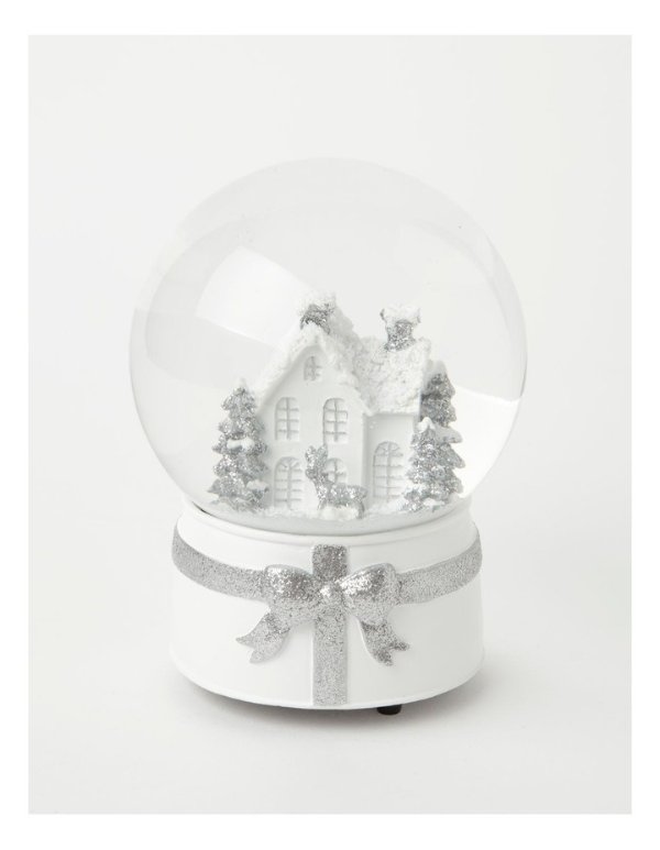 银白圣诞城堡水晶球 21cm