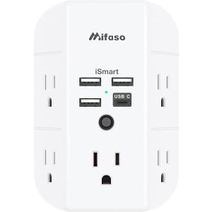 史低价：Mifaso 超实用9合1插座分路器，4口USB+5口三头插，扩充墙插空间
