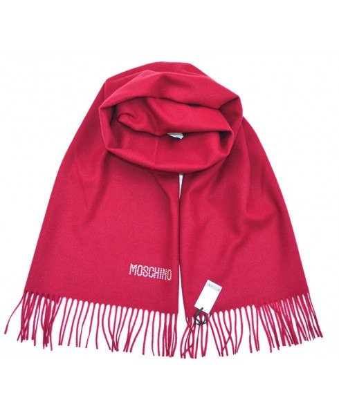 深红色logo羊毛围巾