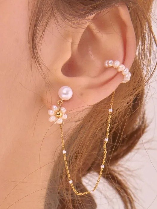 珍珠花朵耳环
