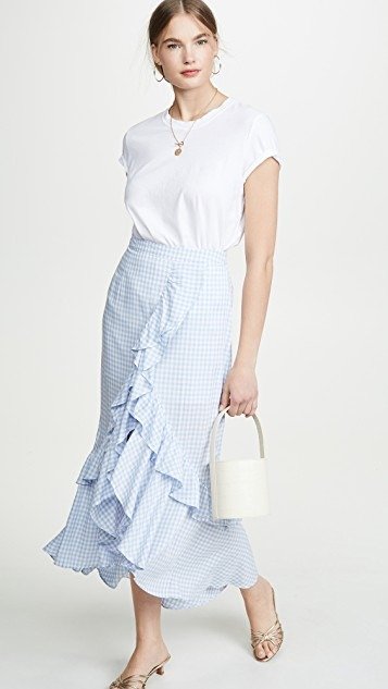 Go Gingham 格纹荷叶边半裙