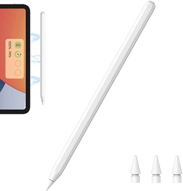 Wireless Charging Stylus (2nd Generation) for iPad with Magnetic and Tilt Sensitive, Palm Rejection, Active Pencil Compatible with (2018-2022) iPad /Pro / Air / Mini