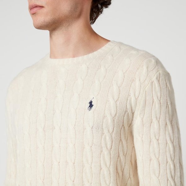 Polo Ralph Lauren羊毛奶油白麻花衫