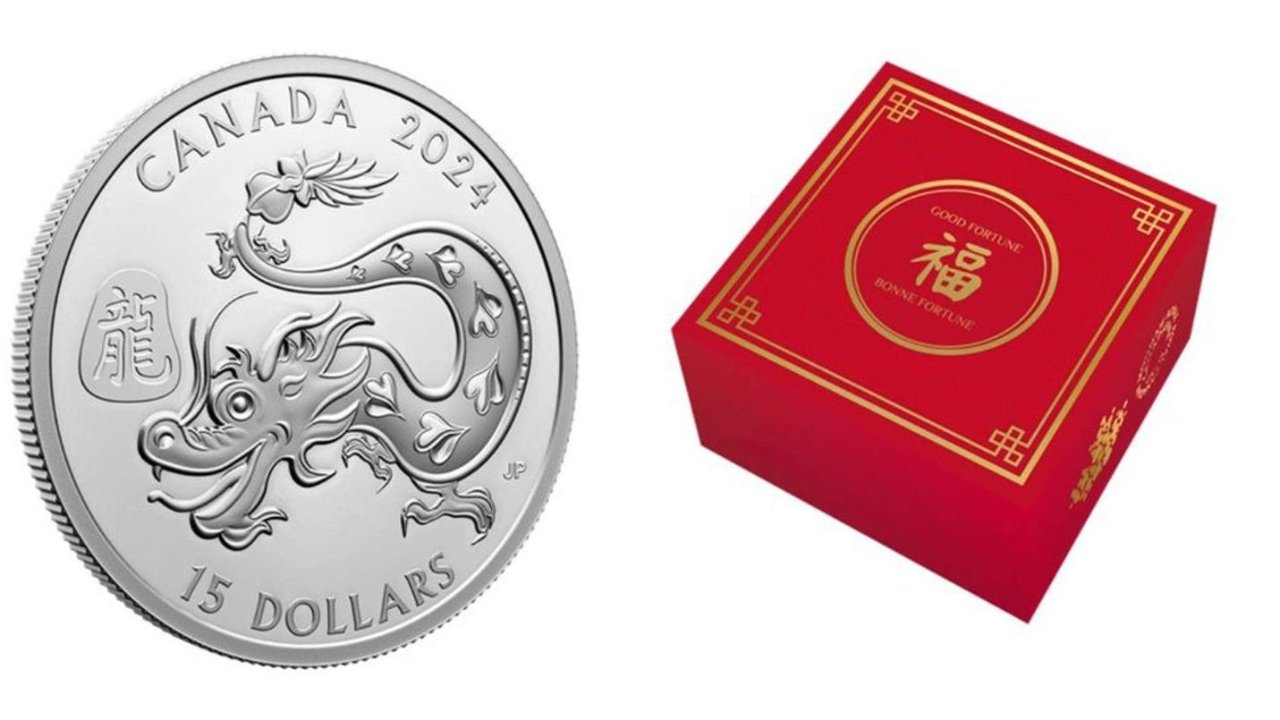 加拿大庆祝中国年推出祥龙图案纯银纪念币！这波文化输出很可以~