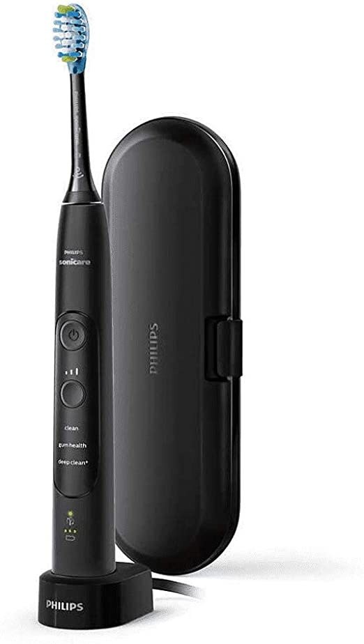Sonicare Expertclean 7300 Sonic Electric Toothbrush 3 Mode and Intensity, Built-In Sensor and Smart Brush Head Recognition, Black, Hx9618, 01