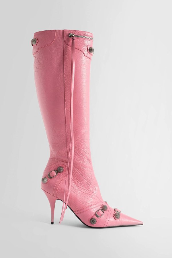 粉色小羊皮Cagole 高跟长靴