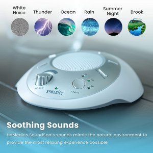 HoMedics 便携式白噪音助眠仪 六款自然之音轻柔陪伴好梦