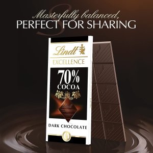 Lindt 70%可可黑巧克力 一板100g 香浓丝滑 下午茶搭档