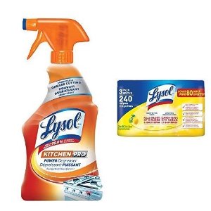 Lysol 消毒湿巾3罐装共240片+ Lysol抗菌厨房清洁剂650ml