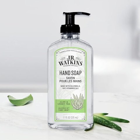 J.R. Watkins 芦荟绿茶洗手液，325ml 温和清洁 香味清爽