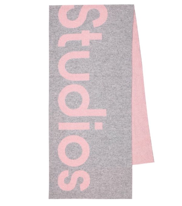 灰粉色logo大围巾