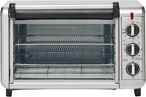 烤面包机烤箱，RHTOV25，1500W，20L 容量，1 个空气炸锅和烤箱，5 种功能，超高 230°C（空气炸锅、烘烤、吐司、烧烤、保温）- 银色