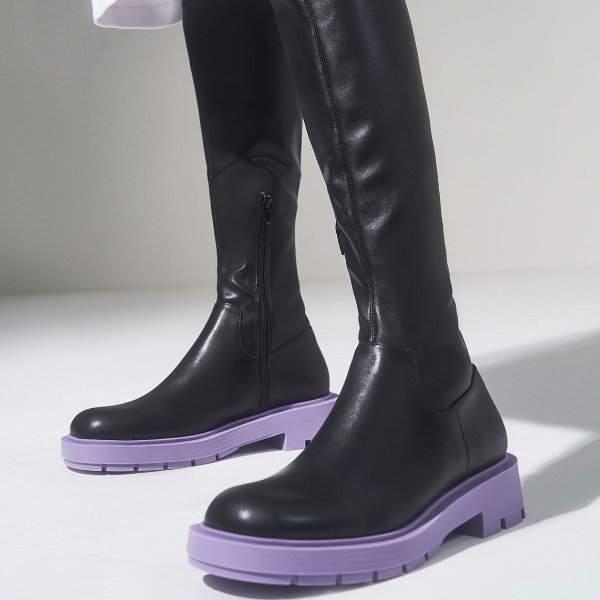 紫色厚底长靴