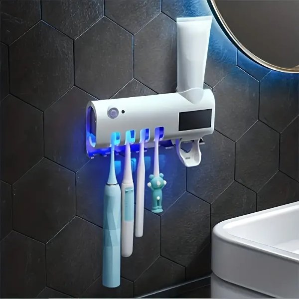 牙刷UV杀菌挂架+自动挤牙膏