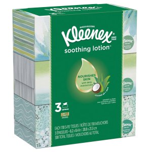 史低价：Kleenex 柔软面部纸抽 含椰子油、芦荟VE 3盒 x 110张