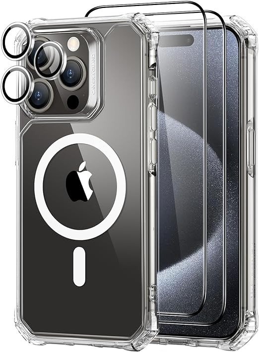 iPhone 15 Pro Max 气垫防摔手机壳 + 钢化膜 x2