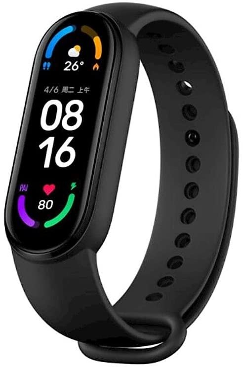 Mi Band 6 Smart Wristband, Fitness Tracker, 1.56" AMOLED Screen, SPO₂ Tracking,50m Water Resistance,Global Version - Black