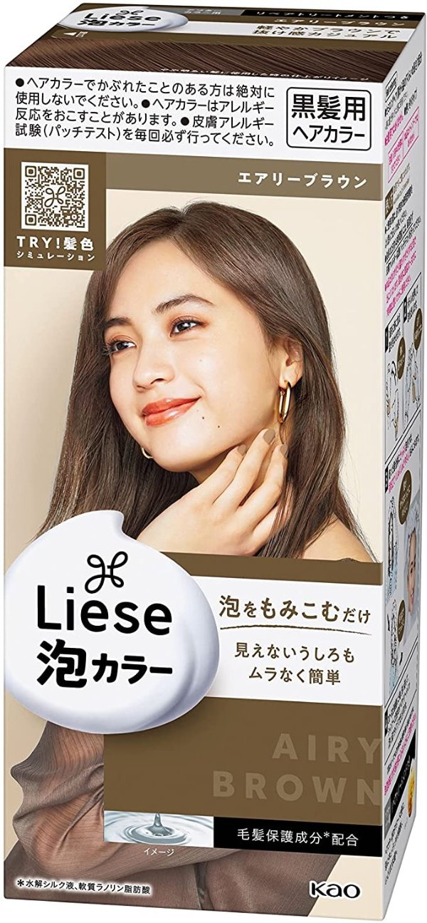 KAO Liese Foam Color, Airy Brown, 4.9 fl oz (108 ml) 泡沫染发剂