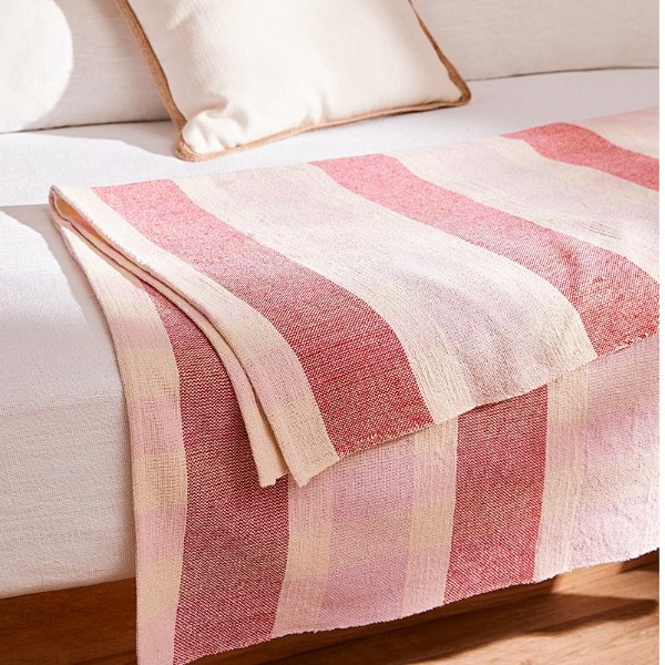 粉色条纹毛毯 130 x 170 cm