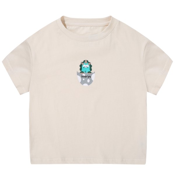 夏季T恤–恐龙徽标–乳霜