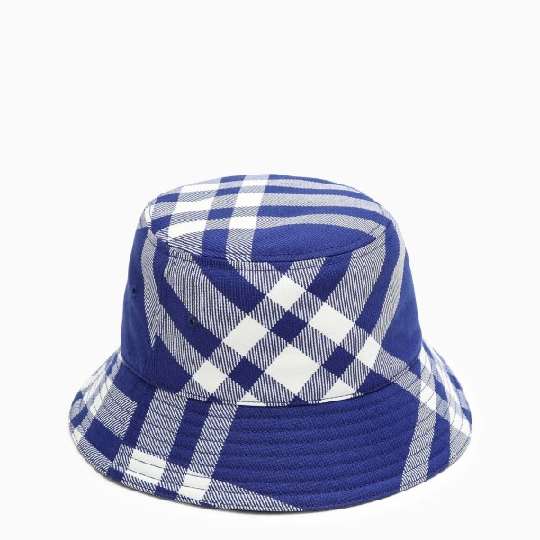 蓝色格纹新款渔夫帽