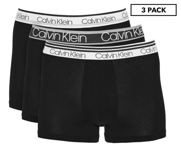 Men's Variety Waistband Cotton Stretch Trunks 3-Pack - Black