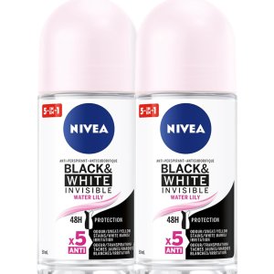 NIVEA 黑白隐形 48小时睡莲止汗除臭滚珠2件x50ml