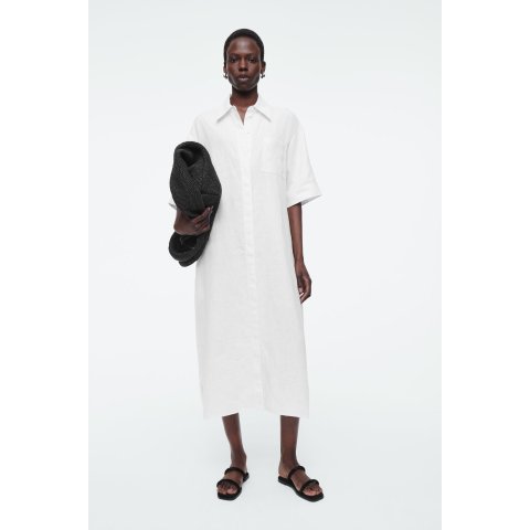 COS老钱风瞬间拿捏了！亚麻衬衫裙