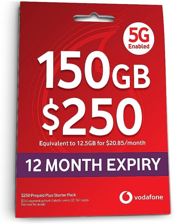 Vodafone 预付流量年卡150GB