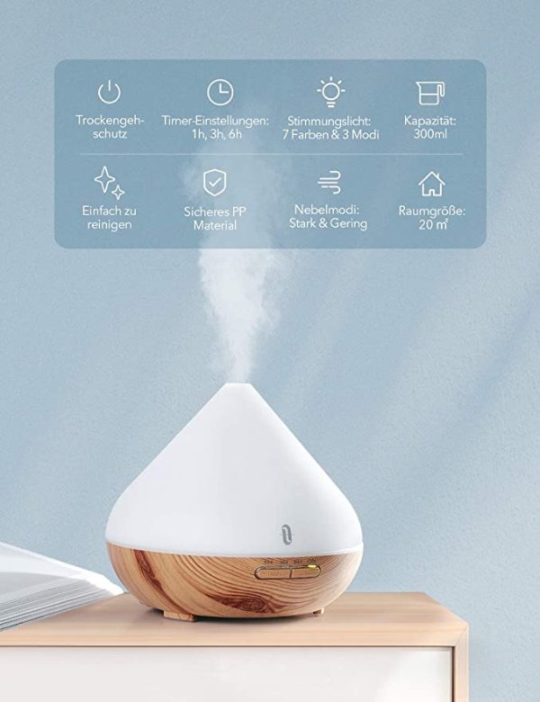 Aroma Diffuser 300ml TaoTronics Ultraschall Luftbefeuchter