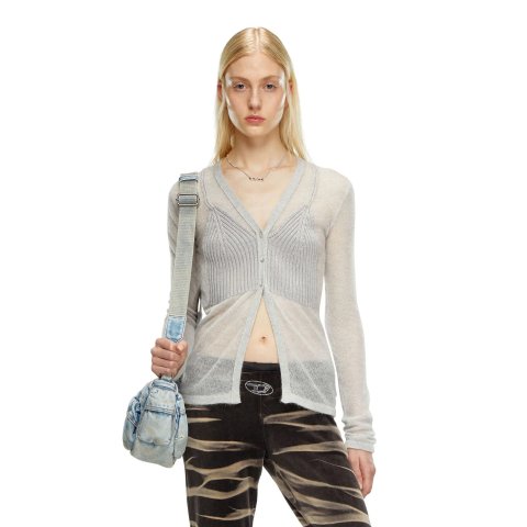 Diesel假两件针织开衫