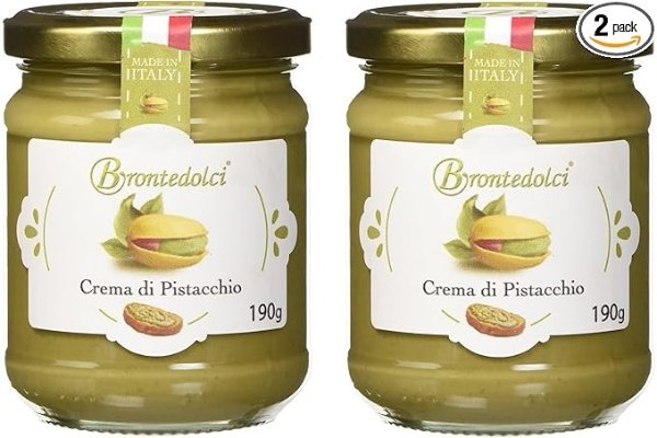 Sweet cream of Pistachios, 40% of Sicilian pistachio (Etna), ideal for breakfast, but especially for sweet things, 2x190g.