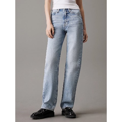 Calvin Klein高腰直筒牛仔裤