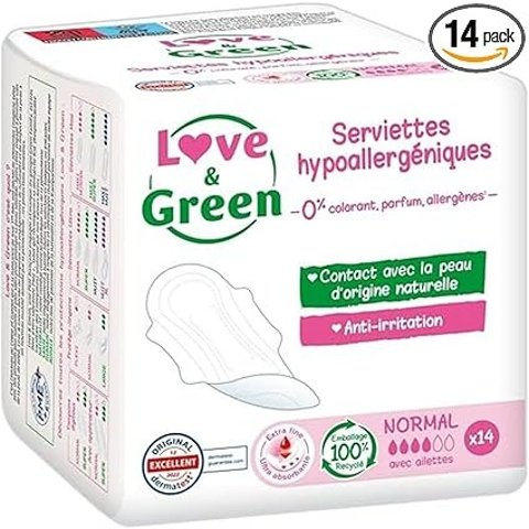 Love & Green 纯棉卫生巾 14片