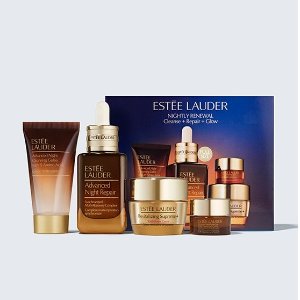 Estee Lauder礼盒价值€219=变相54折小棕瓶50ml+洁面30ml+胶原面霜15ml+小棕瓶眼霜5ml