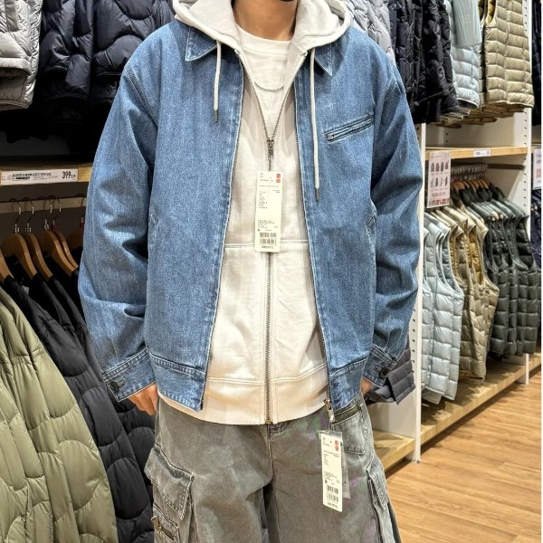 Men's Zip-Up Blouson (Denim) | UNIQLO FR