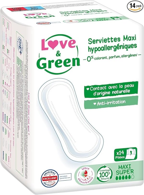 Love & Green 纯棉卫生巾 14片