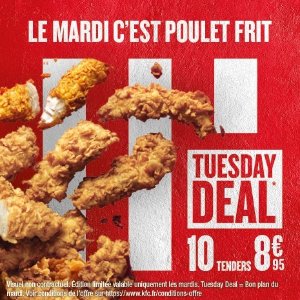 KFC 疯狂星期二❗️双人份Tender炸鸡柳(共10块)仅€8.95